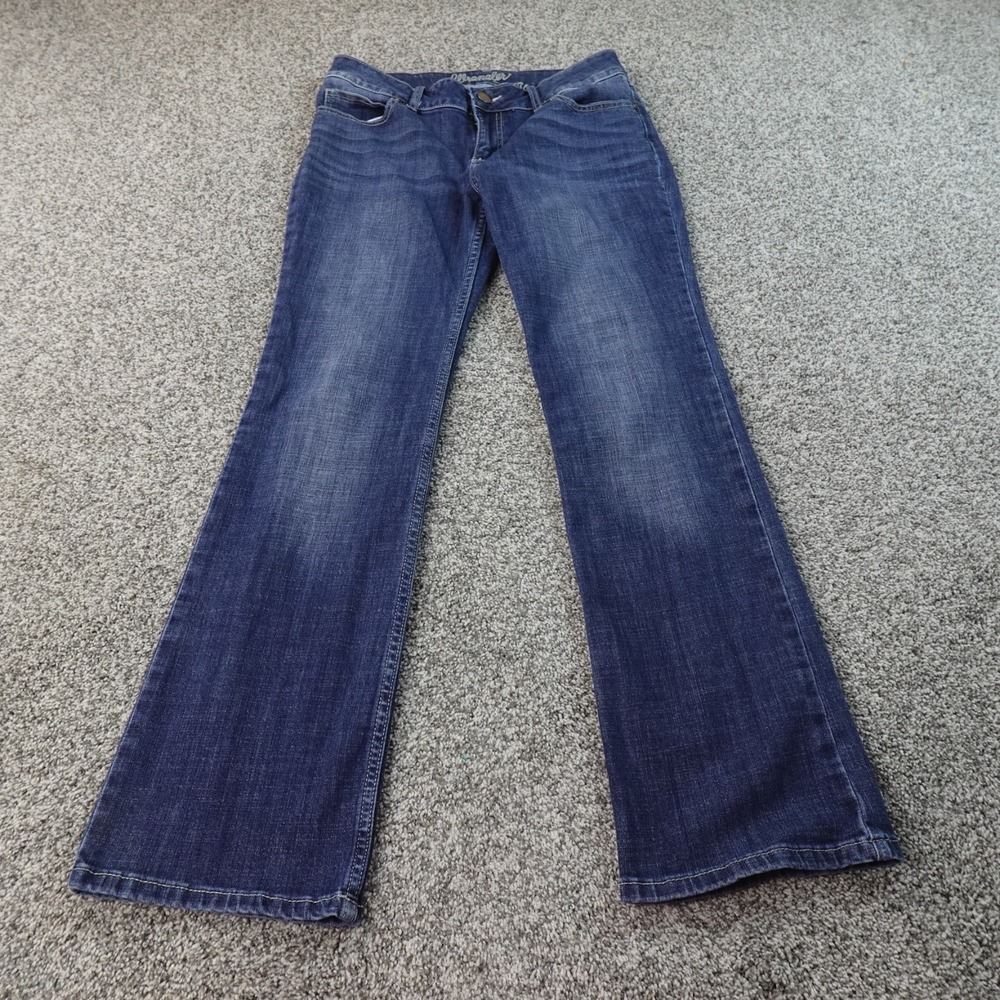 Wrangler Jeans Womens 9 Dark Blue Denim Pants Mid Rise Boot Cut Western Stretch